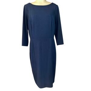 White House Black Market Sheath Dress Ponte Knit 3/4 Sleeve Size 10 Zip Back